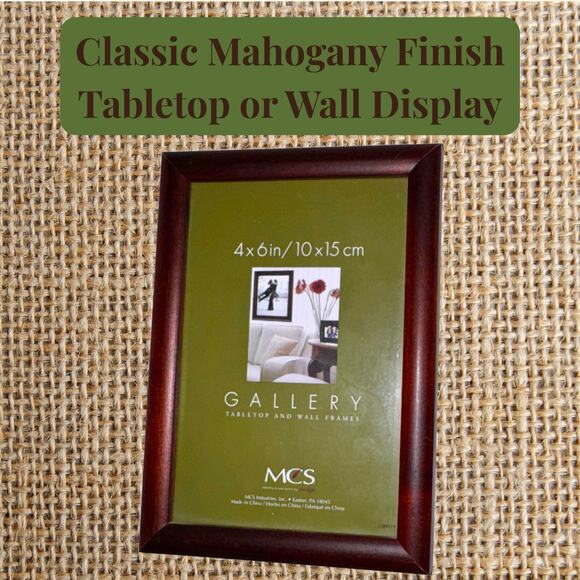 MCS Gallery 4x6 Picture Frame | Classic Mahogany Finish Tabletop Wall Display - Picture 4 of 8